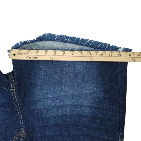 KanCan Denim Shorts Womens Size 3XL High Rise Dark Wash Stretch Frayed Hem NEW - Picture 6 of 16